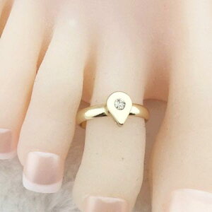 ドロップジュエルトゥリング ゴールド クリスタル 涙型 シズク型 ラインストーン ジルコニア 金色 足の指輪 トーリング 足のリング ピンキーリング フリーサイズ レディース チップリング