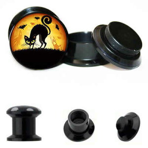 アクリルタッパーフレア(キャット) 2ゲージ 2G 0ゲージ 0G 00ゲージ 00G 12.0mm 12mm 14.0mm 14mm 16.0mm 16mm 18.0mm 18mm 20.0mm 20mm 22.0mm 22mm 25.0mm 25mm ボディピアス メンズ レディース 動物 アニマル 耳 黒猫