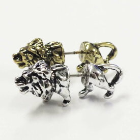 ライオンバックキャッチピアス/1個販売 獅子 百獣の王 アニマル 動物ピアス おもしろピアス ユニーク メンズ レディース 3D 立体 おもちゃ フィギア コスプレ 面白い オモシロ 個性的 シルバー ゴールド ネタ お笑い プレゼント ギフト 彼氏 彼女 普通のピアス 20G 20ゲージ