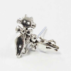 ラブキャットシルバーピアス/1ペア ネコ 猫 アニマル 動物ピアス 20G 20ゲージ シルバー925 スターリングシルバー メンズ レディース キャッチピアス オリジナル 高級 銀 軟骨 ヘリックス スタッドピアス