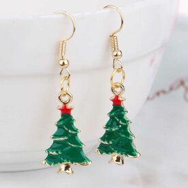 クリスマスステンレスピアス（クリスマスツリー）/1個販売 もみの木 モミ 樹木 赤い星 サージカルステンレス316L アメリカンピアス フックピアス フックピアス メンズ レディース 20G 20ゲージ プレゼント ギフト サンタクロース メリークリスマス おもしろ 面白い