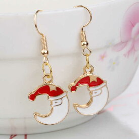クリスマスステンレスピアス（お眠りサンタ）/1個販売 サージカルステンレス316L アメリカンピアス フックピアス ステンレスピアス フックピアス メンズ レディース 20G 20ゲージ プレゼント ギフト サンタクロース メリークリスマス おもしろ 面白い 月 ユニーク