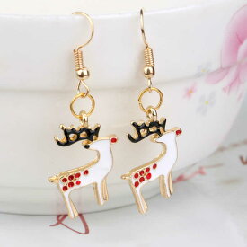 クリスマスステンレスピアス（トナカイ）/1個販売 シカ 鹿 アニマル 動物 真っ赤なお花 サージカルステンレス316L アメリカンピアス フックピアス フックピアス メンズ レディース 20G 20ゲージ プレゼント ギフト サンタクロース メリークリスマス おもしろ 面白い