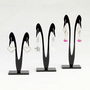 スワンピアススタンド(ブラック):3個セット 白鳥 黒色 ピアスたて ピアスディスプレイ 店舗用にも 什器 フリマ アクセサリー ネックレス チョーカー ブレスレット 指輪 リング イヤリング