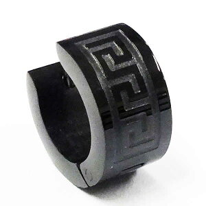 ブラックキーリングピアス/1個販売 黒色 ギリシャ文字で永遠 サージカルステンレス316L メンズ レディース ステンレスピアス リングピアス 中折れ 低アレルギー 18G 18ゲージ 軟骨 耳