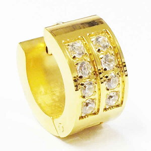 エイベガイルゴールドフープピアス 1個販売 クリスタル ジルコニア 金色 サージカルステンレス メンズ レディース ステンレスピアス リングピアス 中折れ 18G 18ゲージ 軟骨 耳 ラインストー