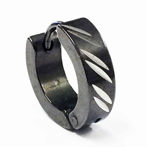 ブラックシャーマインフープピアス 1個販売 黒色 サージカルステンレス メンズ レディース ステンレスピアス リングピアス 中折れ 低アレルギー 18G 18ゲージ 軟骨 耳 細め 細いめ スタイリッ