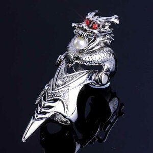 ドラゴンエンブレムアーマーリング 龍 竜 24号 指輪 メンズ レディース ペアリング 関節の指輪 ファランジリング 真珠 パール レッド クリスタル ジルコニア ラインストーン 曲がる指輪 甲冑