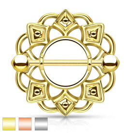 [ 14G ニップル 乳首 ] ウィンザーシールド ニップルピアス ストレートバーベル シールド 14ゲージ 胸 乳輪 ボディピアス メンズ レディース サージカルステンレス316L ボディーピアス 乳首ピアス シルバー ゴールド ピンクゴールド 金色 銀色 星 プレゼント 男性 女性 人気