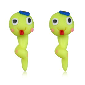 フィギアピアス（クレイジースネイク）/1個販売 バックキャッチピアス 面白い 手作り ユニーク おもちゃ アニマル 動物 立体 3D おもしろ メンズ レディース ハンドメイド オモシロ 黄色 イエロー 蛇 ヘビ スネーク 舌 粘土 プレゼント ギフト 笑う ネタ 20G 20ゲージ