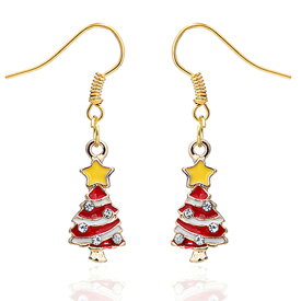 クリスマスステンレスピアス（黄色い星のクリスマスツリー） 1個販売 もみの木 モミ 樹木 スター サージカルステンレス316L アメリカンピアス フックピアス メンズ レディース 20G 20ゲージ プレゼント ギフト サンタクロース メリークリスマス おもしろ 面白い