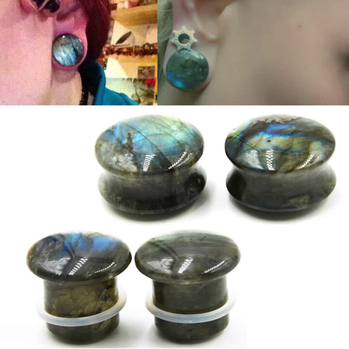 楽天市場】[0G 00G 12mm 14mm 天然石 ボディピアス] ラブラドライト 