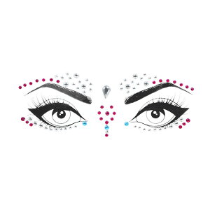 フェイス用(目元・アイブロー用) ジェムボディステッカー (ピンクアイライン) 1シート 貼る シール アクセサリー クリスタル レディース ダンサー 女子 大人 セクシー ダンス 水着 身体 腕