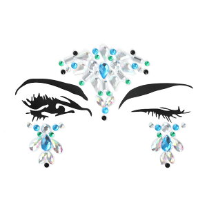 フェイス用(目元・アイブロー用) ジェムボディステッカー (プリンセスティア) 1シート 貼る シール アクセサリー クリスタル レディース ダンサー 女子 大人 セクシー ダンス 水着 身体 腕