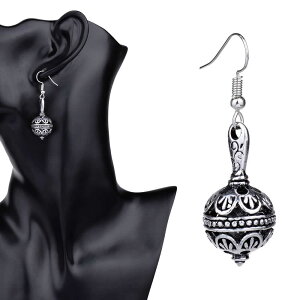 マンドリンボール ステンレスピアス 1個販売 サージカルステンレス316L 銀色 透かし 球体 丸型 シズク型 オモシロ インディアンジュエリー メンズ レディース 揺れる フックピアス チャーム