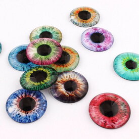 12mmドラゴンアイカボーションガラスパーツ/5個アソート アクセサリー ピアス イヤリング ネイル デコレーション 爪 スマホ クラフト DIY ハンドメイド 手作り おもしろ 面白い カボション ドーム 人形の眼 ぬいぐるみの目 ミール皿用 アニマル 龍 竜 目玉 メダマ スネーク