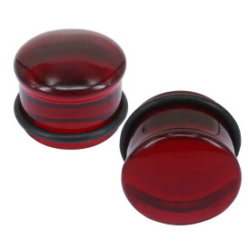 [4G 2G 0G 00G 12mm ボディピアス] レッドガラス シングルフレア ボディーピアス 赤色 4ゲージ 2ゲージ 0ゲージ 00ゲージ 12ミリ 1.20mm ハーフインチ 金属アレルギー対応 メンズ レディース ビュレッツ型 プラグ型 プレゼント ギフト 綺麗 透明 クリア 耳 拡張