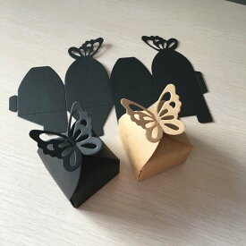 バタフライラッピングペーパーボックス 2個販売 ラッピング用品 チョウチョウ 蝶 黒色 ブラック ベージュ 茶色 プレゼント 組み立て 箱 組箱 クラフト アクセサリー おかし ウエディング お菓子 ギフト フリマ フーマーケット おもしろ 面白い 立体 ユニーク 結婚式