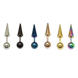 [ボディピアス 18G 16G] スパイクボール ストレートバーベル 軟骨ピアス 18ゲージ 16ゲージ ステンレス メンズ レディース ボディーピアス ヘリックス トラガス アンテナ コンク プレゼント レインボー ブルー ブラック ゴールド ピンクゴールド 黒色 金色 青色 シルバー