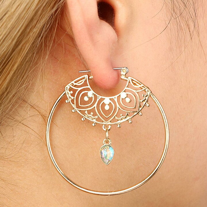 楽天市場】クリスタルチャームエスニックフープピアス 1ペア 20G 20  