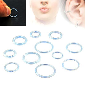 [18G 16G 14G リング型 ボディピアス 金属アレルギー対応] バイオフレックス シームレスリング 14ゲージ 16ゲージ 18ゲージ 鼻 軟骨 ノーズリング セプタム シンプル ヘリックス トラガス メンズ レディース リング型 プレーン セグメント 透明ピアス クリア 柔らかい 男 女