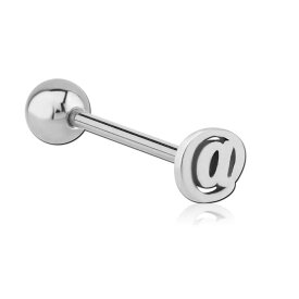 [面白い ボディピアス 14G] アットマーク ストレートバーベル 14ゲージ 軟骨 耳 ヘリックス 舌ピアス ベロ ボディーピアス メンズ レディース おもしろ サージカルステンレス316L ネジボール @マーク 記号 ロゴ 人気 男の人 女の人 プレゼント ギフト ペアルック