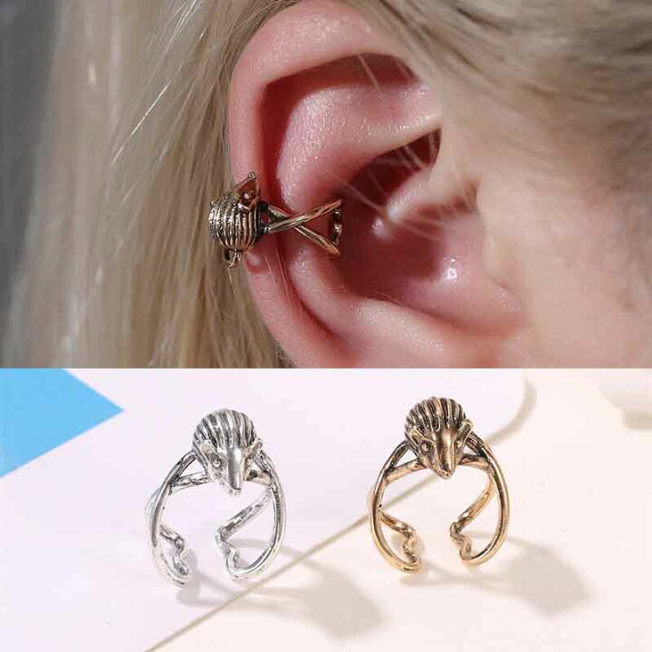楽天市場 ネズミイヤーカフ 1個販売 シルバー ゴールド イヤリング フェイクピアス メンズ レディース はさむ 金色 銀色 ノンホールピアス プレゼント 結婚式 彼氏 彼女 フープピアス風 リングピアス風 軟骨 ヘリック ギフト 人気 男 女 マウス 鼠 アニマル 動物 干支 子