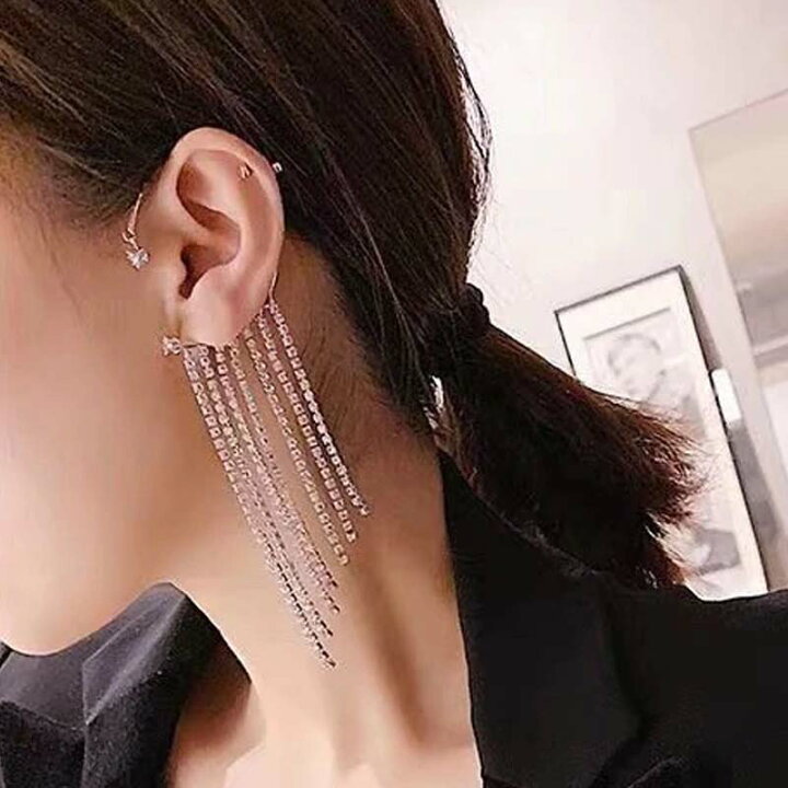 楽天市場】シャイニークリスタルロングチャームイヤーフック 1個販売 