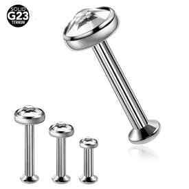 [ 16G 高品質 チタングレード23 ボディピアス 逆ネジ ] チタンスモールフラットジュエルラブレット 16ゲージ 小さい 平ら キャッチ ボディーピアス メンズ レディース クリスタル ジルコニア 丸台座 内ネジ インターナル ニッケルフリー 男 女 丸い シンプル 人気 G23