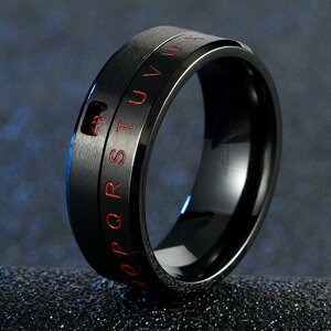 ブラックダイヤルナンバーアルファベットスピンステンレスリング(RXL006) サイズ/16号/19号/21号/24号/26号/29号 サージカルステンレス316L メンズ レディース 男 女 ペアリング プレゼント 記念