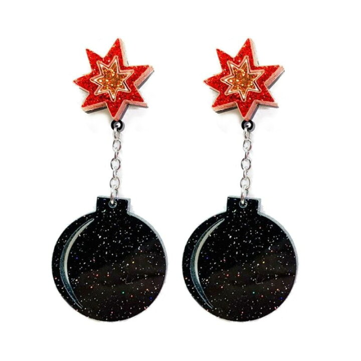 楽天市場 ボンバーボムピアス 1ペア ファッションピアス 両耳 面白い おもしろ ユニーク 爆弾 爆発 メンズ レディース アクリル 軽い プラスティック 樹脂 20g 20ゲージ キャッチピアス スタッドピアス プレゼント ギフト ハロウィーン ハロウイン コスプレ パーティー