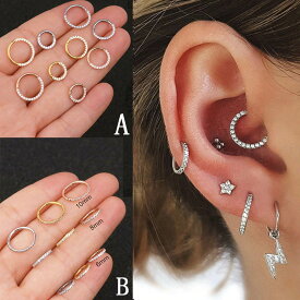 [ 16G セグメントクリッカー リング型 ] CZクリスタル パベ ボディピアス 16ゲージ クリスタル ジルコニア キラキラ ボディーピアス 鼻 メンズ レディース シームレスリング ワンタッチ CBR型 BCR型 シルバー 銀色 金色 ゴールド ピンクゴールド コンク ロック パヴェ 前 横