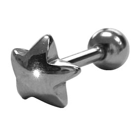 [14G 星 ボディピアス] ラウンドスターストレートバーベルバーベル 14ゲージ 14ga 軟骨 耳 ヘリックス トラガス アンテナ 舌ピアス ベロ ボディーピアス メンズ レディース サージカルステンレス316L 丸い 丸みのある 五芒星 人気 おしゃれ 可愛い 彼氏 彼女 クリスマス