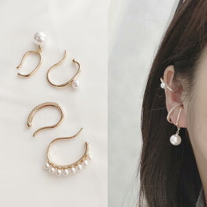 インテリジェントパールイヤーカフ 1個販売 カフリング リングカフ 真珠 金色 イヤリング レディース ノンホールピアス プレゼント 彼女 フープピアス風 リングピアス風 大きい おしゃれ 人