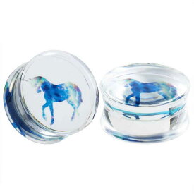 [透明 アクリルプラグ ボディピアス 0G 00G 12mm] 3Dユニコーン樹脂プラグ ボディーピアス /1個販売 ダブルフレア クリア メンズ レディース 0ゲージ 00ゲージ 12mm 12ミリ ハーフインチ 1/2 人気 ホール 透ける 拡張 男 女 天馬 ペガサス ホース ウマ アニマル 動物