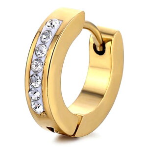 ティナフープピアス(ゴールド)1個販売 片耳分 18G 18ゲージ 耳 軟骨 リングピアス サージカルステンレス316L 女性 彼女 女の子 母 レディース ステンレスピアス パヴェ パベ キラキラ クリスタ