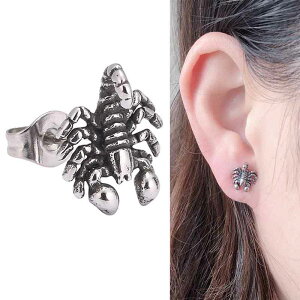 3D スコーピオン ステンレスピアス 1個販売 20G 20ゲージ ステンレス製 レディース メンズ サソリ 蠍 さそり さそり座 蠍座 星座 おしゃれ 人気 男性 女性 スタッドピアス キャッチピアス プレ
