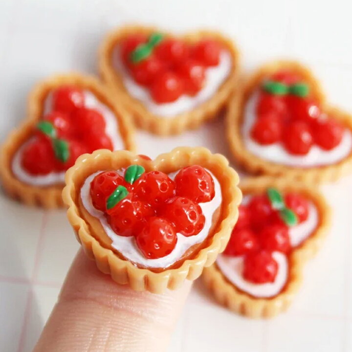 楽天市場】ハートのイチゴタルトアクリルパーツ/1個販売 お菓子  