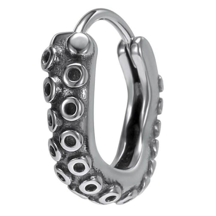 楽天市場 オクトパス フープピアス 1個販売 リングピアス シルバー 銀色 18g 18ゲージ 耳たぶ 軟骨 ステンレスピアス メンズ レディース ヘリックス トラガス 人気 おしゃれ スリム 細い かっこいい 男の人 女の人 プレゼント ギフト 吸盤 たこ 蛸 タコ イカ 烏賊 足