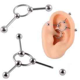 [18G インダストリアル 長いバーベル] ダブル トリプル ストレートバーベル リング ボディーピアス 18ゲージ ボディピアス メガバーベル メンズ レディース 長い ロングバーベル つなぐ 3本 3個 2本 2個 輪っか プレーン 曲がる 初心者 便利 ジョイント ステンレス 人気