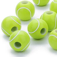 [穴開き 4mm用] 12mmテニスボールアクリルビーズ/5個セット 硬式 軟式 おもしろ ユニーク 面白い 個性的 …