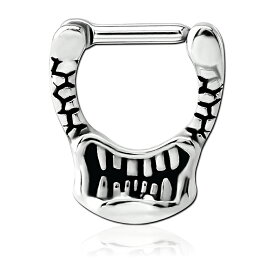 [ キャッチを失くさない ボディーピアス 14G ワンタッチ ] モンスターマウスクリッカー ニップルクリッカー 妖怪 オバケ 口 歯 面白い おもしろ ボディピアス 14ゲージ 鼻 セプタム 乳首 軟骨 耳 ヘリックス ヒンジ付き サージカルステンレス316L メンズ レディース リング型