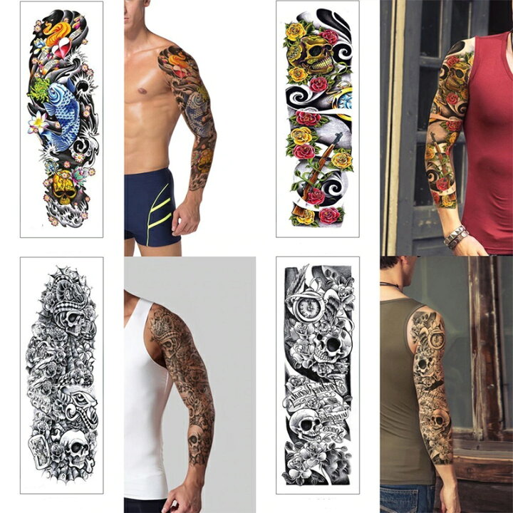 楽天市場 ロングフェイクタトゥーステッカー 1シート 般若 オニ 鬼 コイ こい 鯉 ダルマ だるま 達磨 達摩 花 フラワー 桜吹雪 波 仏教 タトゥシール メンズ レディース 仮装 入れ墨 小道具 衣装 映画 ドラマ テレビ コスプレ 大きい 胸 肩 背中