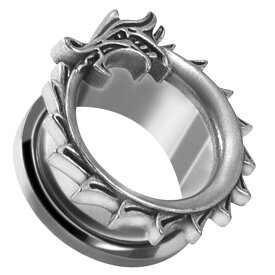 [0G 00G 12mm ボディピアス] 飛龍トンネル 0ゲージ 00ゲージ 12.0mm ステンレス ドラゴン 龍 リュウ 竜 ボディーピアス メンズ レディース ネジ式 埋め込み ネジタイプ プラグ ホールピアス 大人 高級 12ミリ プレゼント 男性 女性 人気 彼氏 彼女 かっこいい おしゃれ