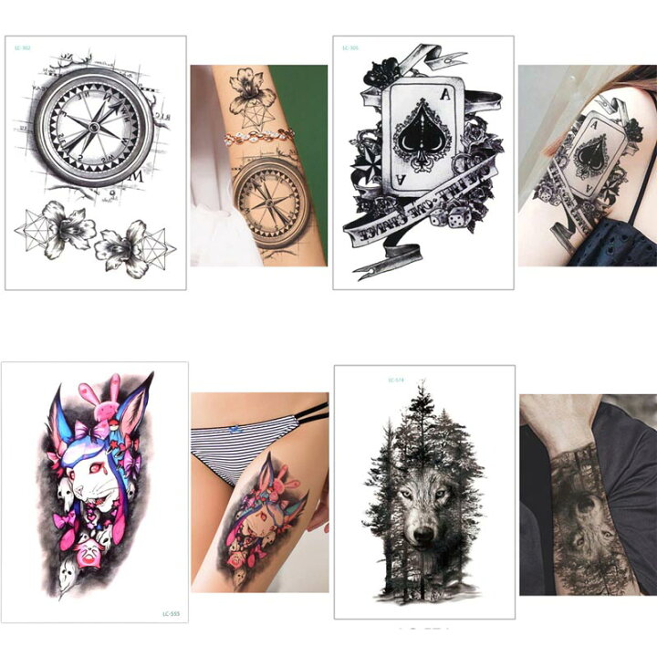 楽天市場 大きめフェイクタトゥーステッカー 1シート トランプ サイコロ エース カード ダイス A スペード 星 スター 花 タトゥシール メンズ レディース 仮装 変装 入れ墨 小道具 衣装 映画 ドラマ テレビ 撮影 コスプレ 大きい 胸 肩 背中 お腹 太腿 足首