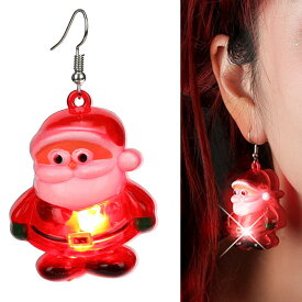 [LED 光る ネオンピアス] ライト サンタクロース ステンレスピアス 1個販売 片耳用 メンズ レディース サージカルステンレス316L フックピアス オーナメント 飾り 面白い プレゼント 樹木 飾りつけ サンタクロース サンタさん クリスマス 催事 スタッフ おもしろい ギフト