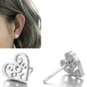 ウエーブハート ステンレスピアス(1ペア)両耳 ファッションピアス 波 ウェーブ 男 女 銀色 シルバー メンズ レディース 男性 女性 20G 20ゲージ 耳 軟骨 キャッチピアス スタッドピアス 人気