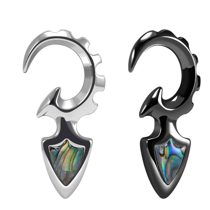 4g ボディピアス かっこいい 4ゲージ ボディーピアス レディース トライバルシェルフック 1個 貝殻 メンズ ジェンダーレス ブラックシェル