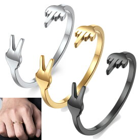 [フリーサイズ ステンレスリング] 挑発と平和 ファランジリング トゥリング （ARB002）サイズ/14号/20号/27号 指輪 ステンレス製 メンズ レディース 足の指輪 ペアリング プレゼント ギフト 結婚 記念日 誕生日 ピンキーリング サイズ調整 トーリング つけっぱなし 指 手