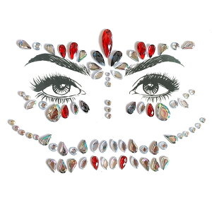 フェイス用(目元・アイブロー用) ジェムボディステッカー 1シート 貼る シール アクセサリー クリスタル レディース 女子 大人 セクシー 水着 身体 腕 顔 腹 ラインストーン アイシャドウ